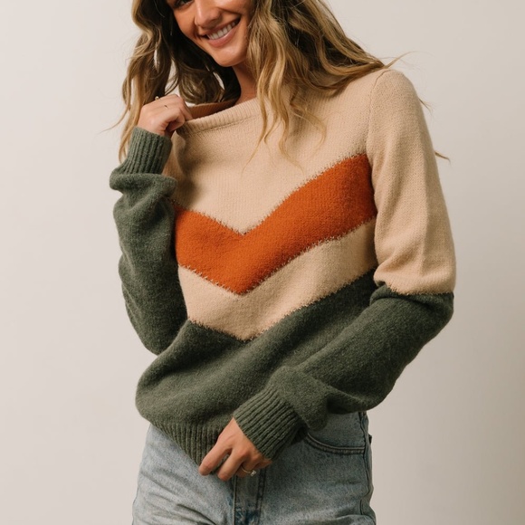 Baltic Born Rowen Color Block Sweater | Natural + Green Size 3XL3XL - Picture 3 of 8